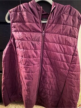 torrid Hooded Quilted Puffer Vest in Plum Purple